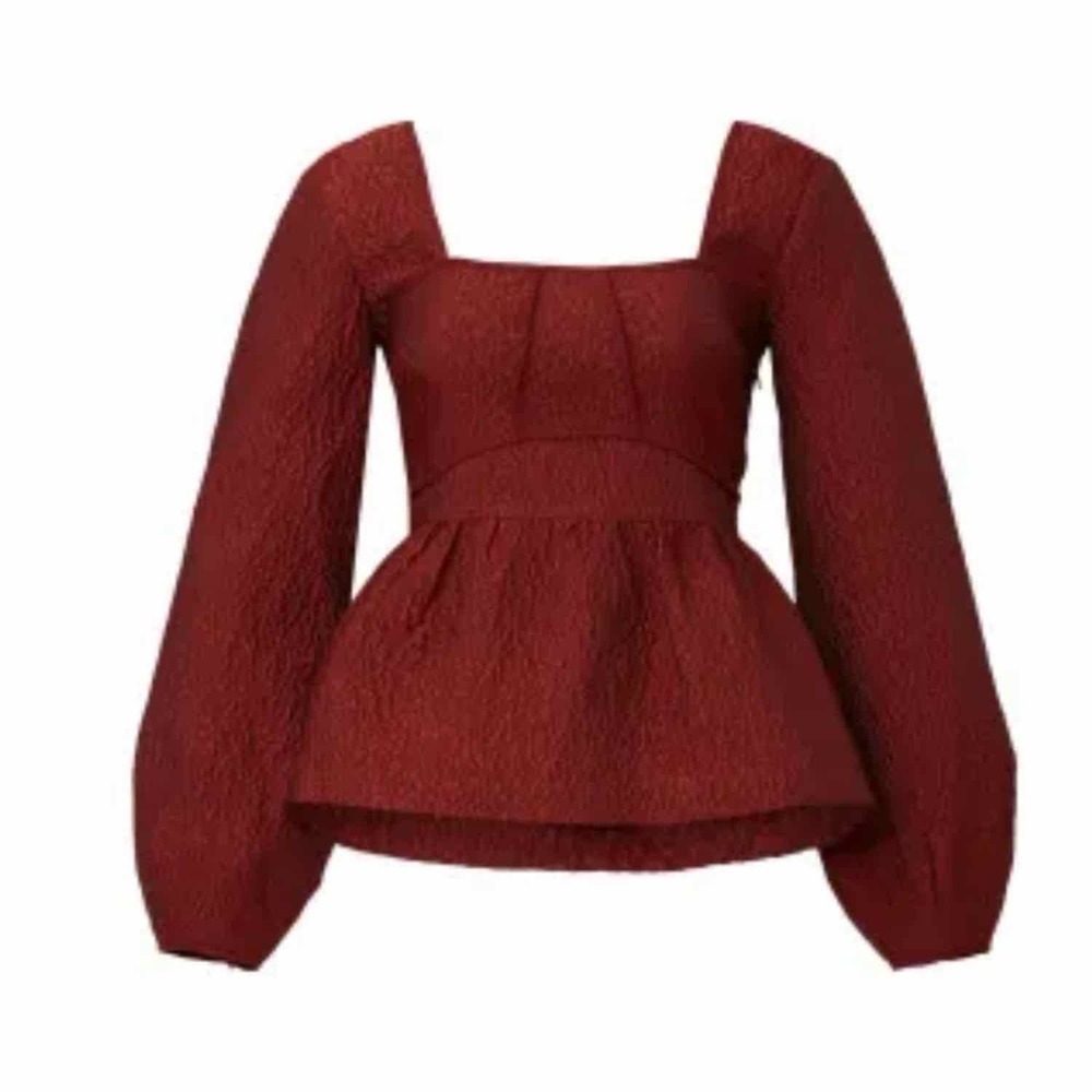 Jonathan Simkhai Arya Peplum Blouse Long Sleeve Top Size 0 Brick